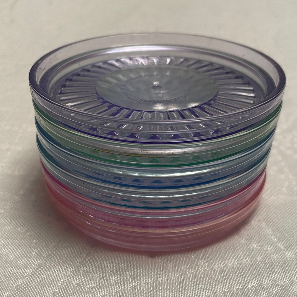 Vintage Tupperware Acrylic Set of 6 Pastel Color Coasters LIKE NEW - Picture 5 of 7